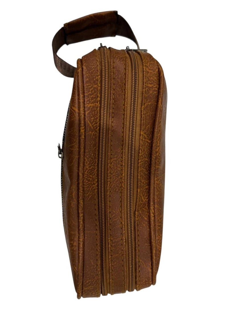 Men's light brown leather handbag
