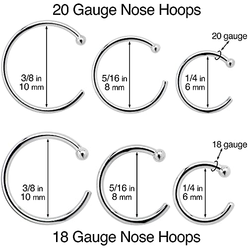 Body Candy Tiny Nose Hoop 20 Gauge 1/4 Small Diamenter Solid 14k White Gold 6mm Nose Hoop - Image 4