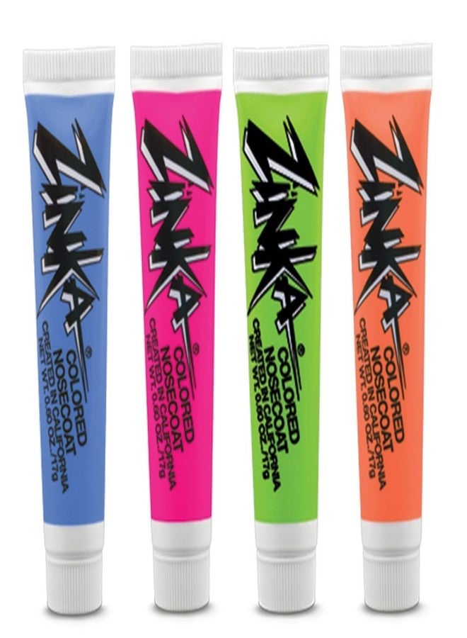 Zinka Colored Sunblock Zinc Waterproof Nosecoat 4 Pack Bundle of 0.6oz Tubes - Blue, Pink, Green, Orange - Image 1