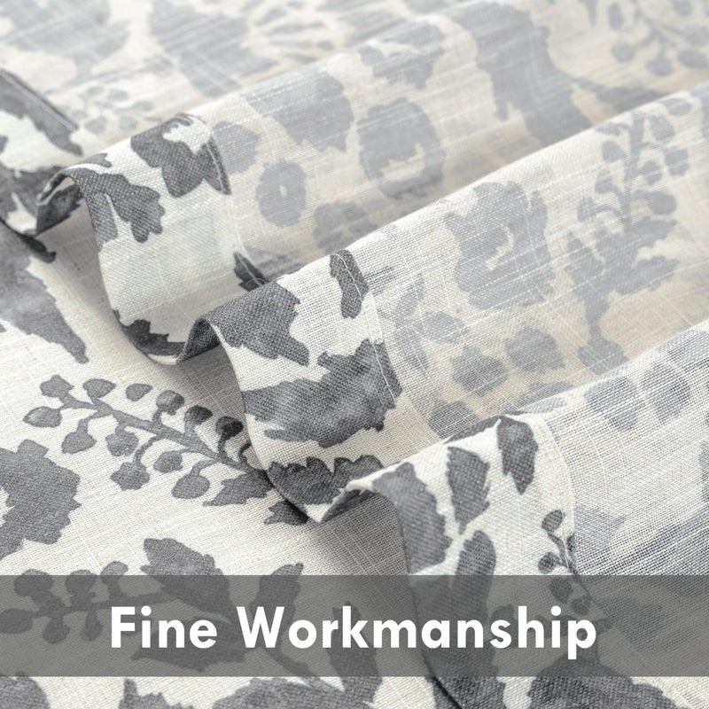 DriftAway Kitchen Curtain Floral Tier Linen Short Watercolor Flower Patterned Cafe Curtains 36 Inch Length for Living Room Bathroom Julia Farmhouse Rustic Drapes Rod Pocket 2 Panels Gray - Image 3
