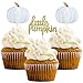 Aukolass Little Pumpkin Cupcake Toppers Thanksgiving Birthday Baby Shower Fall Theme Party Decorations Gender Reveal Supplies Set of 24 blue - Image 3