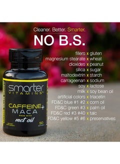 SmarterVitamins (3 Pack) Smarter Energy Pills, 200mg Caffeine Pills & Coconut MCT Oil with Maca Root for Stamina & Mood, PreWorkOut, Focus & Energerize 50 Liquid Softgels  - Image 3