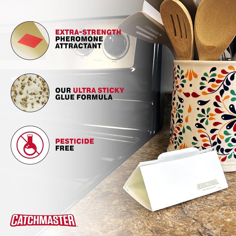 Catchmaster فخاخ الآفات والعث 2-عبوة، قاتل الحشرات لتخزين المطبخ وخزانة المؤن، فخاخ لزجة للعث للمنزل، فخ لاصق لحماية طعام الحيوانات الأليفة، تخزين خزائن المطبخ - Image 5