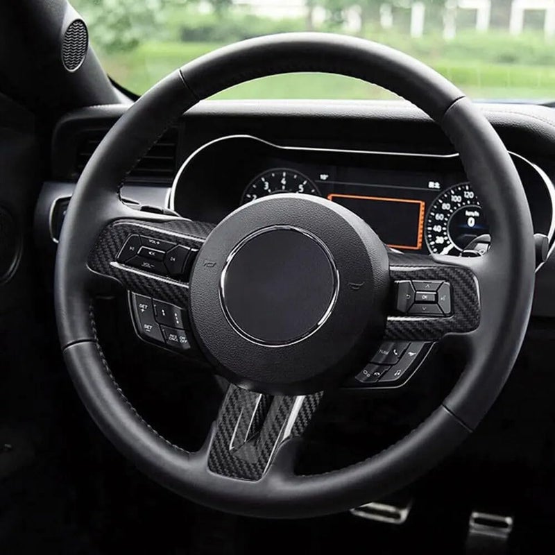 DEMULAX Carbon Fiber Steering Wheel Trim for Ford Mustang - Image 5