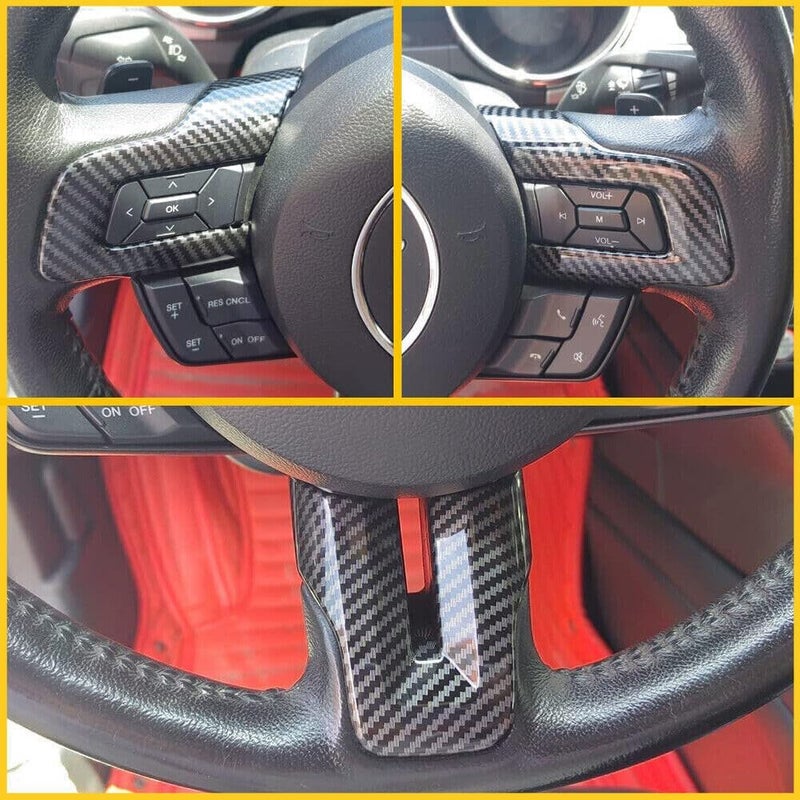 DEMULAX Carbon Fiber Steering Wheel Trim for Ford Mustang - Image 4