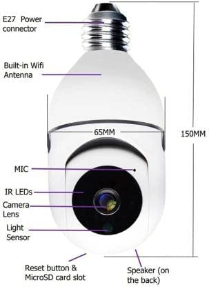 SIOVS SIOVS Wireless WiFi E27 Bulb Holder Security Camera with Night Vision for HomeOfficeWarehouse  - Image 2