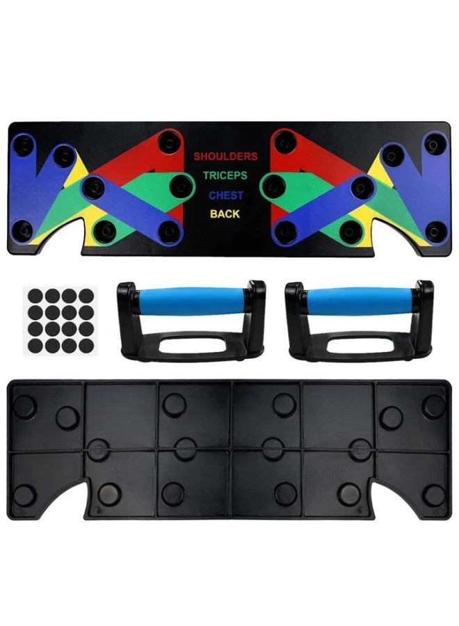 9-in-1 Foldable Push Up Board, Color-Coded Strength Training System with Non-Slip Handles, Portable Home Gym Equipment for Chest, Shoulders, Back & Triceps - Image 1