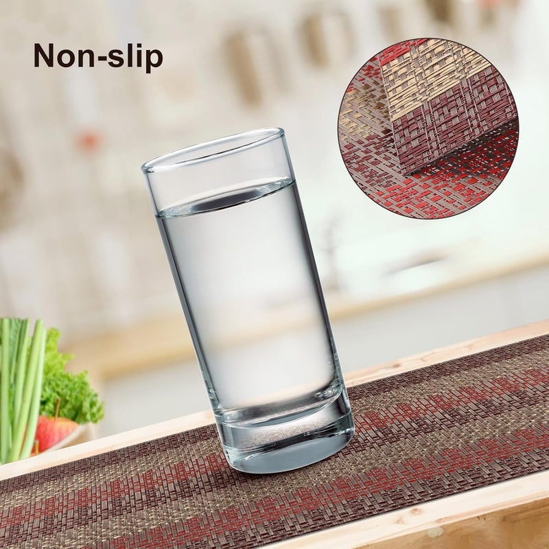 SICOHOME سيت مفارش طاولة حمراء من SICOHOME مكون من 6 قطع، مفارش طاولة فينيل عتيقة 12x18 بوصة، قابلة للغسل والمسح، مقاومة للحرارة، غير قابلة للانزلاق، مفارش للمطبخ، العشاء، طاولة الطعام، داخلية وخارجية، متينة وسهلة التنظيف - Image 5