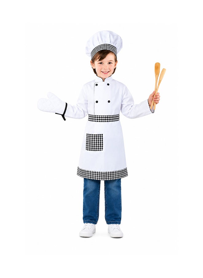Toy Land Kids Chef Costume Set with Chef Hat and Oven Mitt – Cooking Roleplay Fancy Dress Outfit for Boys & Girls of age 6 to 7 years - Image 2