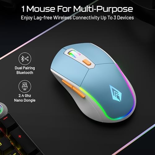 Archer Tech Lab Wireless Bluetooth Gaming Mouse| Tri-Mode (BT 5.3/2.4GHz USB/Wired) 7 RGB Lights, 4 DPI Levels (1200-3200) 500mAh Rechargeable| Ergonomic Lightweight 86g| PC Laptop Mac (Recurve 700) - Image 3