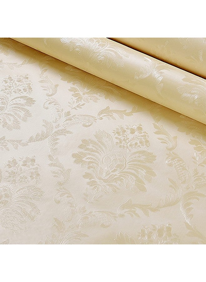 وولبين ملصقات حائط من Wolpin، ورق حائط منقوش بنقشة زهور الدمشقي (45 × 300 سم)، تصميم ديكور أنيق لغرفة المعيشة، ذاتية اللصق، بيج - Image 3