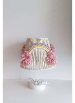 Kuzey Avize 11 - 30 cm Macrame Rope Wrap Rainbow Applique Pink Handmade Pompom Girl Baby and Children's Room Ab  - Image 1