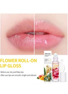 lakerain Flower Roll on Lip Gloss Strawberry Reduce Drying Instantly Moisturizes Lip Skin Hydrating Lip Protector Lip Gloss Lip Oil Clear Long Lasting Sweet Taste Lip Serum Real Flower Lip Oil 03  - Image 4