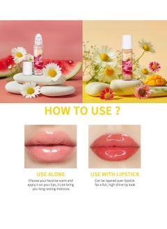 lakerain Flower Roll on Lip Gloss Strawberry Reduce Drying Instantly Moisturizes Lip Skin Hydrating Lip Protector Lip Gloss Lip Oil Clear Long Lasting Sweet Taste Lip Serum Real Flower Lip Oil 03  - Image 5