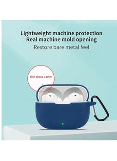 Generic Earphone Case Cover Compatible with Realme Buds T310, Soft Silicone Skin Case Cover Shock-Absorbing Protective Case with Keychain [Front LED Visible](Dark Blue) Device Not Inculded  - Image 2