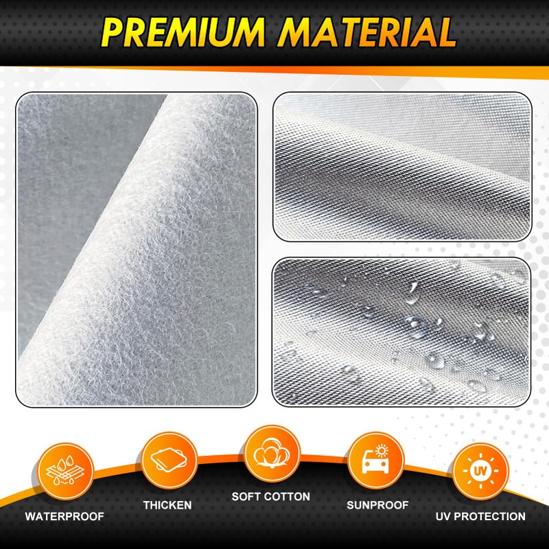 Coverra 6 Layer Heavy Duty Car Cover Custom Fit for Toyota Corolla 2000-2025, Honda Civic 1991-2026, Waterproof All Weather Car Tarp Outdoor Protection with Cotton Lining - Image 4