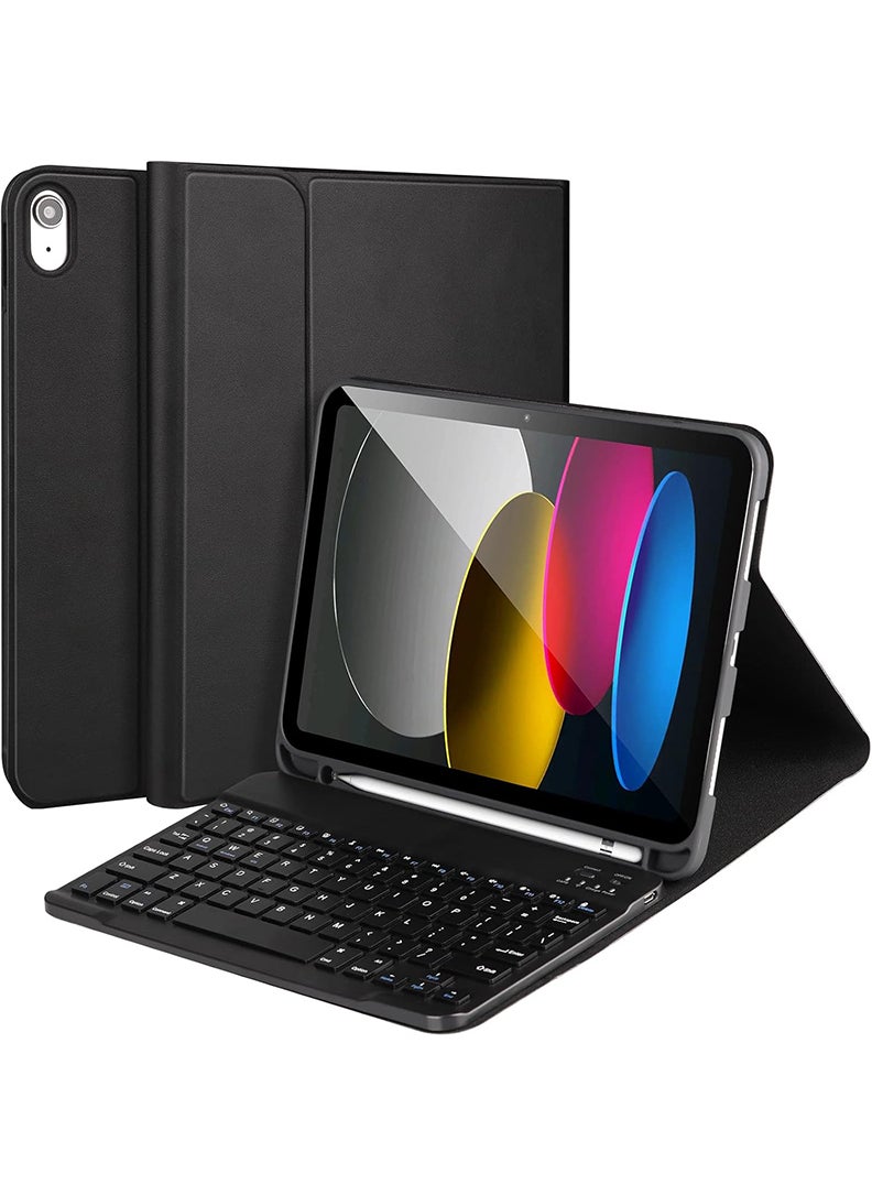 Theodor iPad 11th Gen (A16 2025) Case with Keyboard iPad 10th Gen (10.9 Inch, 2022) Keyboard Case Wireless Magnetically Detachable Pencil Holder Case, Auto Sleep/Wake -Black  - Image 1