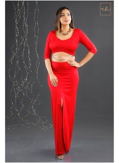 CH Glamstore Lace Crop Top and Long Skirt with Front Middle Slit  - Image 2