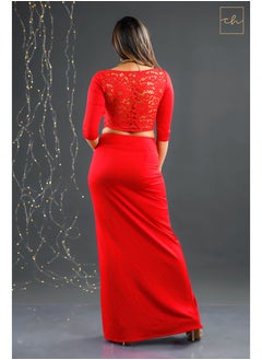 CH Glamstore Lace Crop Top and Long Skirt with Front Middle Slit  - Image 4