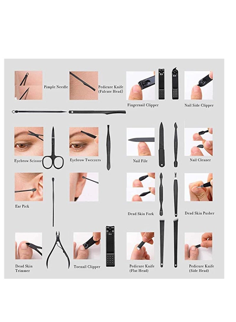 Captaintech Stainless Steel Manicure Set, 16-in-1 Professional Manicure Pedicure Kit Nail Clippers Tools with PU Leather Storage Case, Personal Care Travel Grooming Kit Gifts for Men Women - Image 4