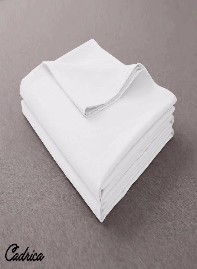 Cadrica Luxurious Bed Sheet Set, 4 Pieces Bedding Set includes 1 Fitted Sheet, 1 Flat Sheet, 2 Pillow Cases, Hotel Lined Standard, King Size (White) - Image 4