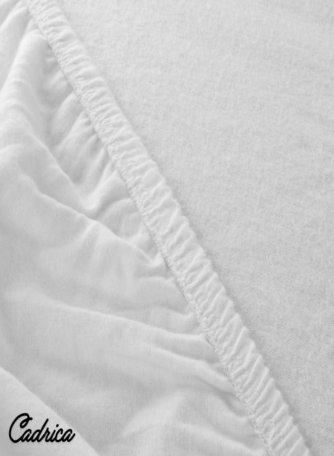 Cadrica Luxurious Bed Sheet Set, 4 Pieces Bedding Set includes 1 Fitted Sheet, 1 Flat Sheet, 2 Pillow Cases, Hotel Lined Standard, King Size (White) - Image 5