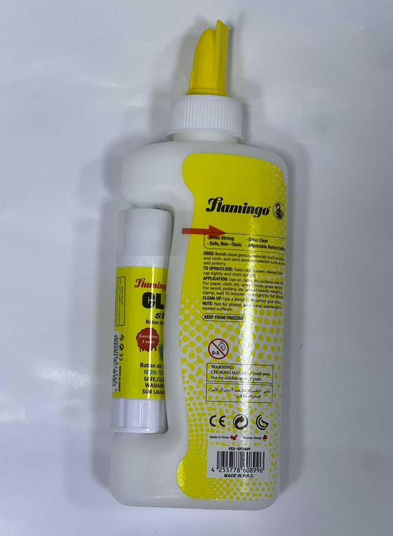 Flamingo 143 مل لاصق أبيض مع 8 جرام عصا لاصق - Image 2