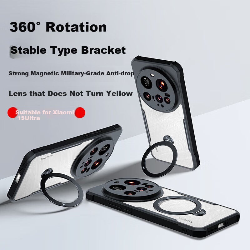 JD Jing Zao Xundd [360° Rotating Stand] Phone Case for Xiaomi 15 Ultra, Xiaomi 15 U Shockproof Protective Cover, Magnetic Lens Protection, Full Coverage Ultra-Thin Transparent Protective Case for Men And Wome - Image 2