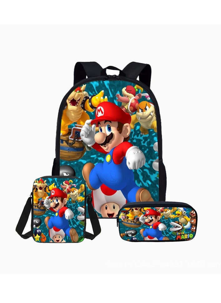 SKT Shiketro - Printed Anime peripherals Primary School Students Wear-Resistant School Bag Messenger Bag Pencil Case Three-Piece Set - Image 1