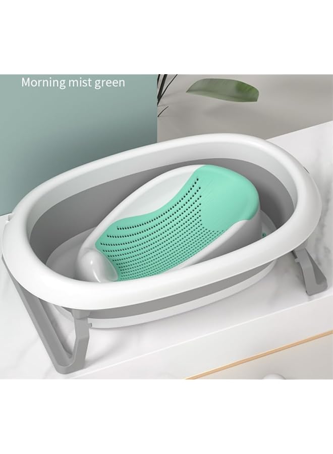 LBMT Baby Bathtub Baby Waterproof Non Slip Bath Support Tub Infant Newborn 0 6 Months Bath Net Newborn Baby Bath Tub Lying Support Bracket Bath Mat (Green) - Image 2