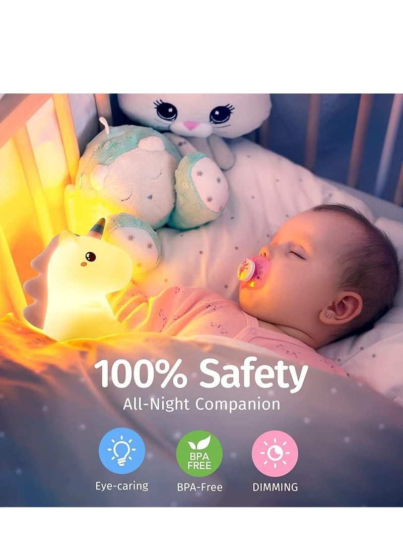 JAJEEK - Unicorn Night Light for Girls Bedroom – Cute LED Color Changing Lamp, Squishy Silicone Night Light for Kids, Rechargeable USB Baby Toddler Decor, Ideal Unicorn Gifts for Girls, Soft LED Nursery Light for Kids Room, Cozy and Fun Bedroom Decor - Image 1