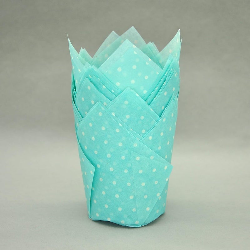 QLSmypkg Large Muffin Greaseproof paper Baking cupcake cups, 2-1/4" x 4" Blue printed with Polka Dot Tulip Baking Cup(Large) (125pcs) - Image 5
