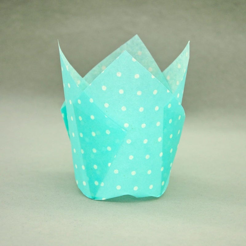 QLSmypkg Large Muffin Greaseproof paper Baking cupcake cups, 2-1/4" x 4" Blue printed with Polka Dot Tulip Baking Cup(Large) (125pcs) - Image 3