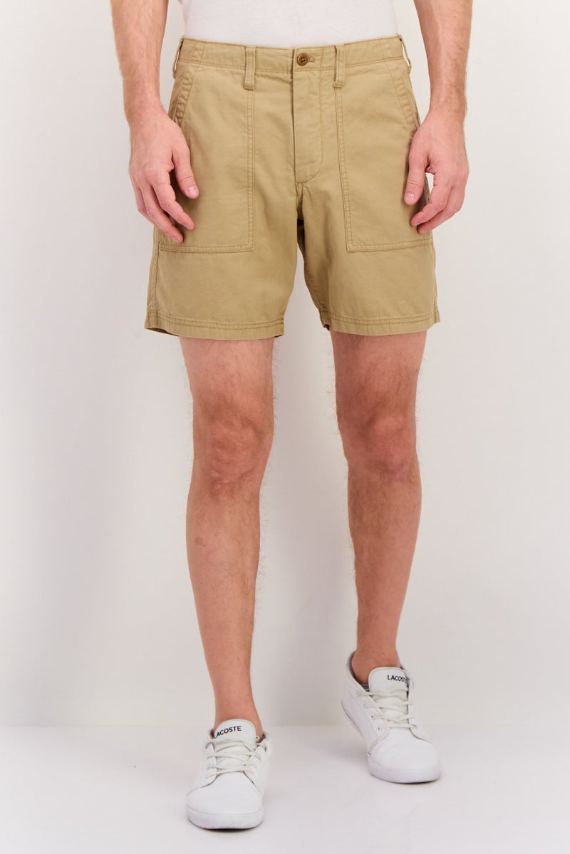 GAP Men Plain 7 Inseam Basic Shorts, Khaki  - Image 1