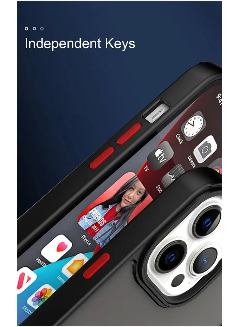 Raxoom Case for Iphone 15 Pro Max Case Cover Metal Ring Holder Grip Kickstand Car Magnetic Mount Shockproof Matte Hard Back Bumper Case for Iphone 15 Pro Max 5G (Black+Red) - Image 3