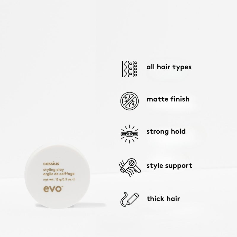 EVO Cassius Styling Clay - Travel Size Strong Hold Hair Styling Clay For Definition, Texture & Malleable Style Control with A Matte Finish - 0.5oz - Image 4