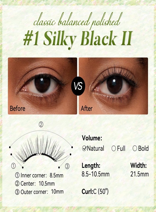 WOSADO Monet's Flower Garden [Silky Black II] Soft Magnetic Eyelashes Kit with Applicator, Reusable Glue-free Wispy Magnetic Lashes, Cruelty-free False Lashes, Waterproof, Lightweight - Image 3