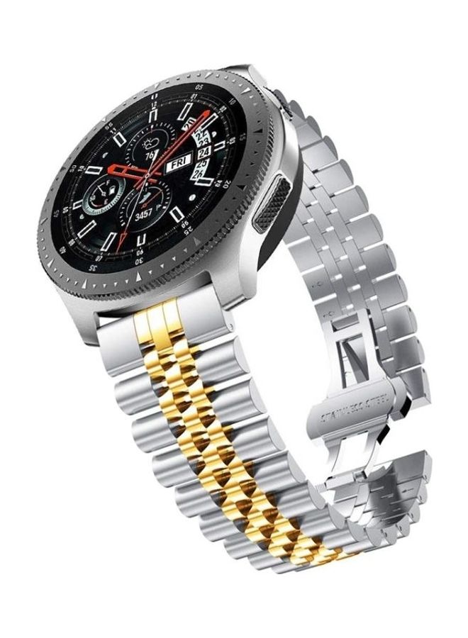 NIBEMINENT For Huawei Watch GT 2 42mm Five Beads Steel Replacement Strap Watchband Silver/Gold - Image 3