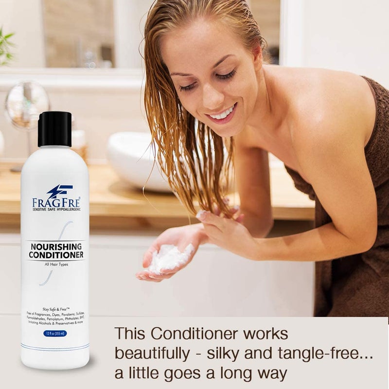 FRAGFRE Fragrance Free Conditioner 12 oz - Parabens Free Hypoallergenic - Hair Conditioner for Sensitive Skin - Deep Conditioning for Normal Treated and Fragile Hairs - Vegan Gluten Free (1 Pack) - Image 3