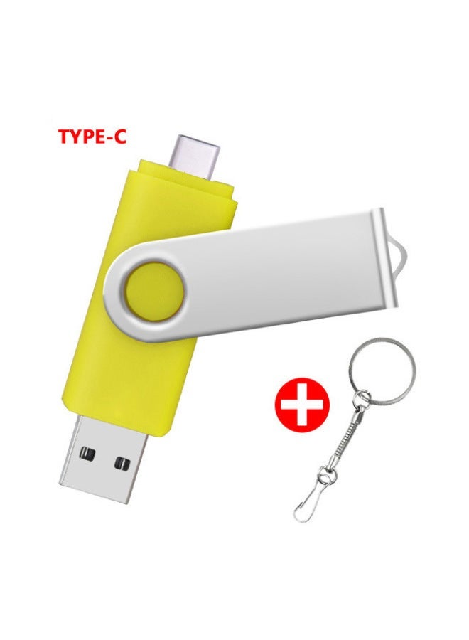 TYPE-C Mobile Phone U Disk OTG Rotating Can Be Fixed LOGO 8G16G32G64G128G Gift Disk-color:TYPE-C Yellow-capacity:3.0 32GB  - Image 1