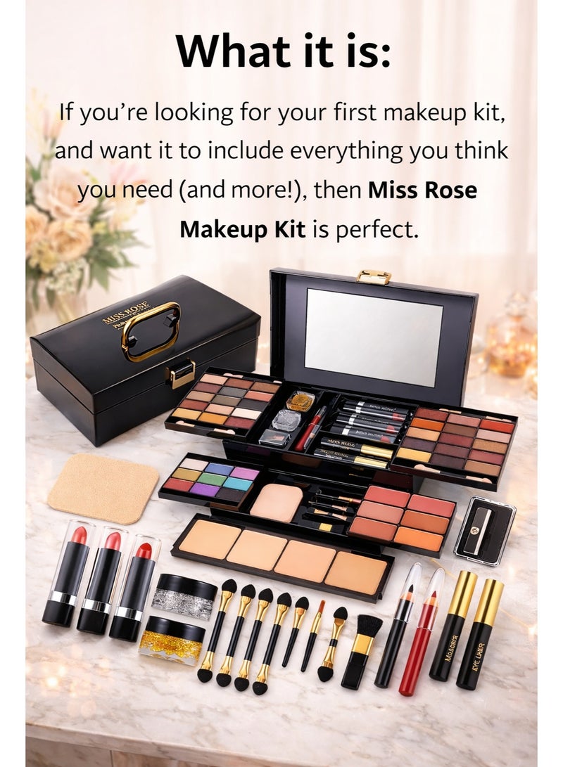 Miss Rose All-in-One Makeup Kit 331Y – 39 Eyeshadows, 6 Blushes, 4 Compact Powders, Lipsticks, Eyeliner & Mascara – Professional Full Makeup Box Gift Set - Image 2