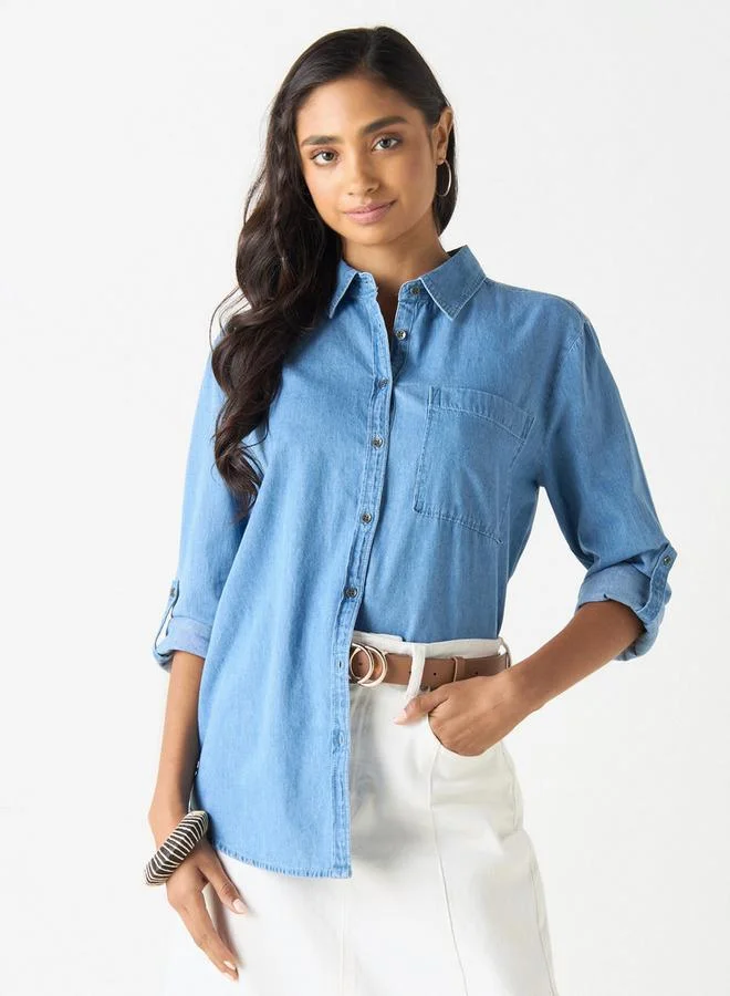 Lee Cooper Viscose Shirt with Pocket and Long Sleeves