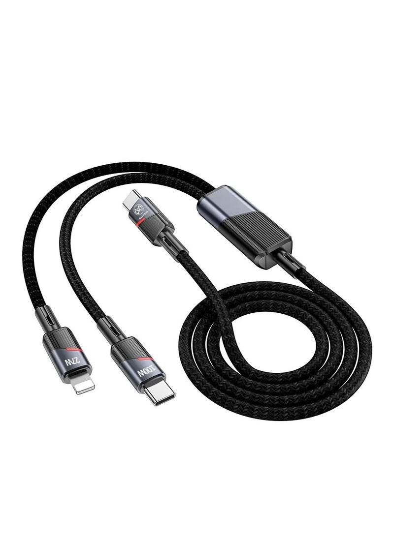 كابل ماكسويل 2 في 1 من سلسلة توين جيت USB-C متوافق مع لايتنينغ (1.2 متر) شحن سريع 100 واط متوافق مع iPhone 15 Pro Max، 15 Pro، 15 Plus، 14 Pro Max، 14 Pro وغيرها (أسود) - pzsku/Z6DCB41F122FADC03A77AZ/45/_/1740379109/f07c7eb3-4a77-4dbd-8a0a-27c99116f768