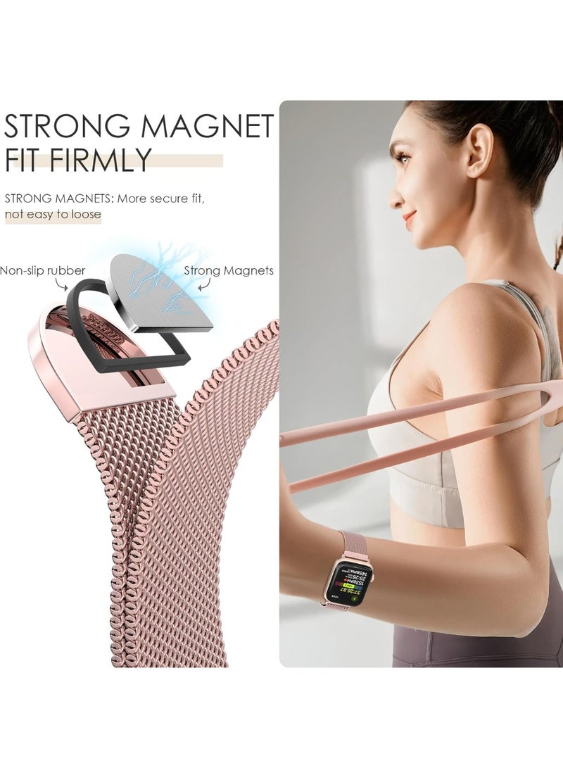 وايكيل سوار ميلانو الأصلي متوافق مع ساعة Apple Watch مقاس 38 مم - 49 مم - حزام معدني مغناطيسي قابل للتعديل لسلسلة iWatch 10/9/8/7/6/5/4/3/2/1، Ultra، SE - للنساء والرجال (وردي وردي) - Image 2