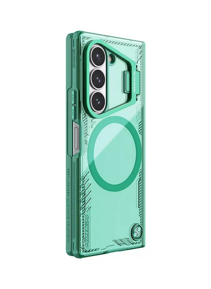 Nillkin Iceblade Magnetic Camera Protection Case for Samsung Galaxy Z Fold 6 5G – Green, Eco-Friendly Bio-Based Material, Aerospace Aluminum Stand, MagSafe Compatible, Anti-Slip Textured Surface