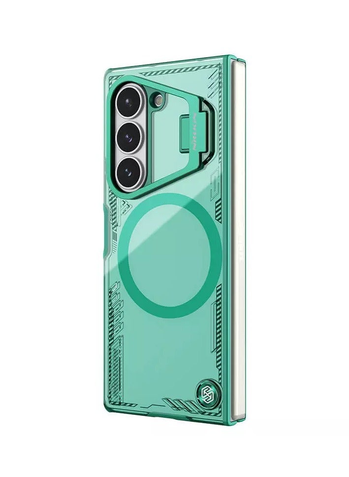 Nillkin Iceblade Magnetic Camera Protection Case for Samsung Galaxy Z Fold 6 5G – Green, Eco-Friendly Bio-Based Material, Aerospace Aluminum Stand, MagSafe Compatible, Anti-Slip Textured Surface