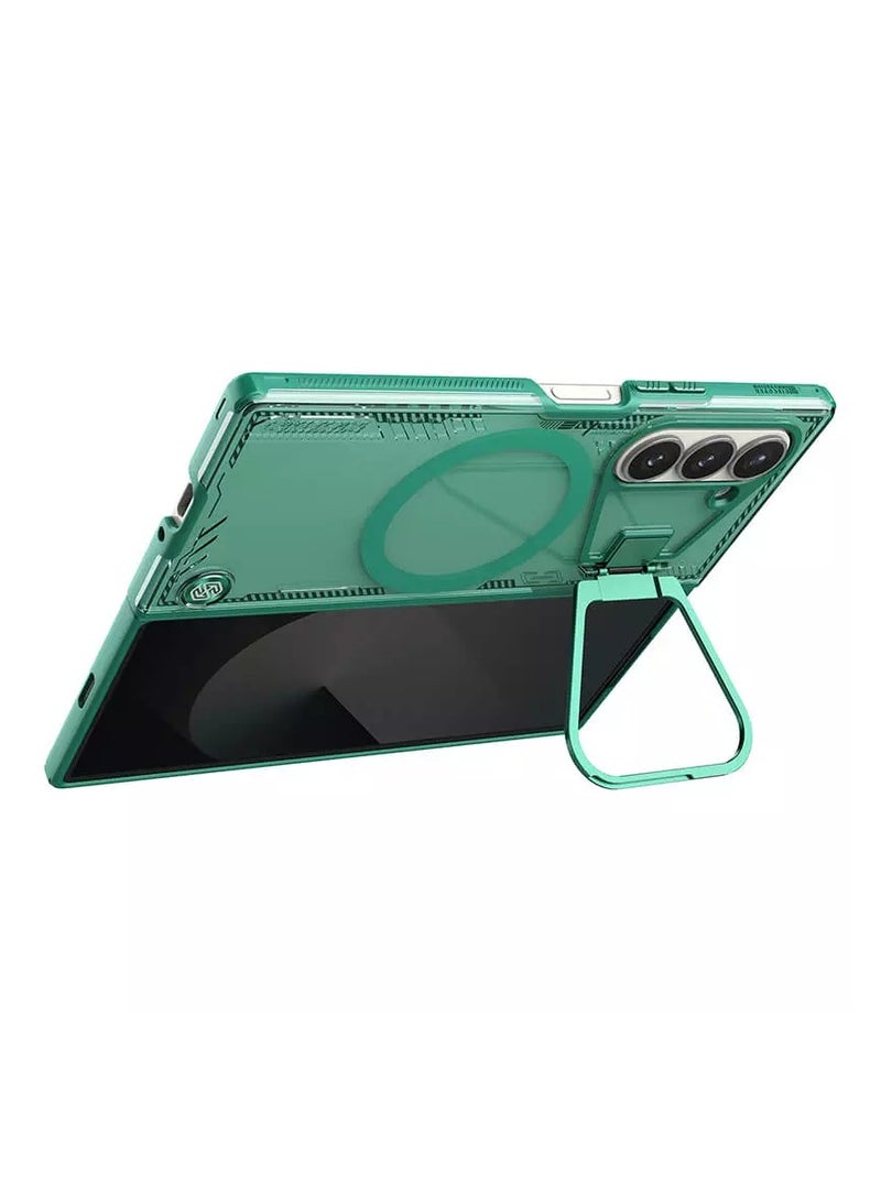 Nillkin Iceblade Magnetic Camera Protection Case for Samsung Galaxy Z Fold 6 5G – Green, Eco-Friendly Bio-Based Material, Aerospace Aluminum Stand, MagSafe Compatible, Anti-Slip Textured Surface