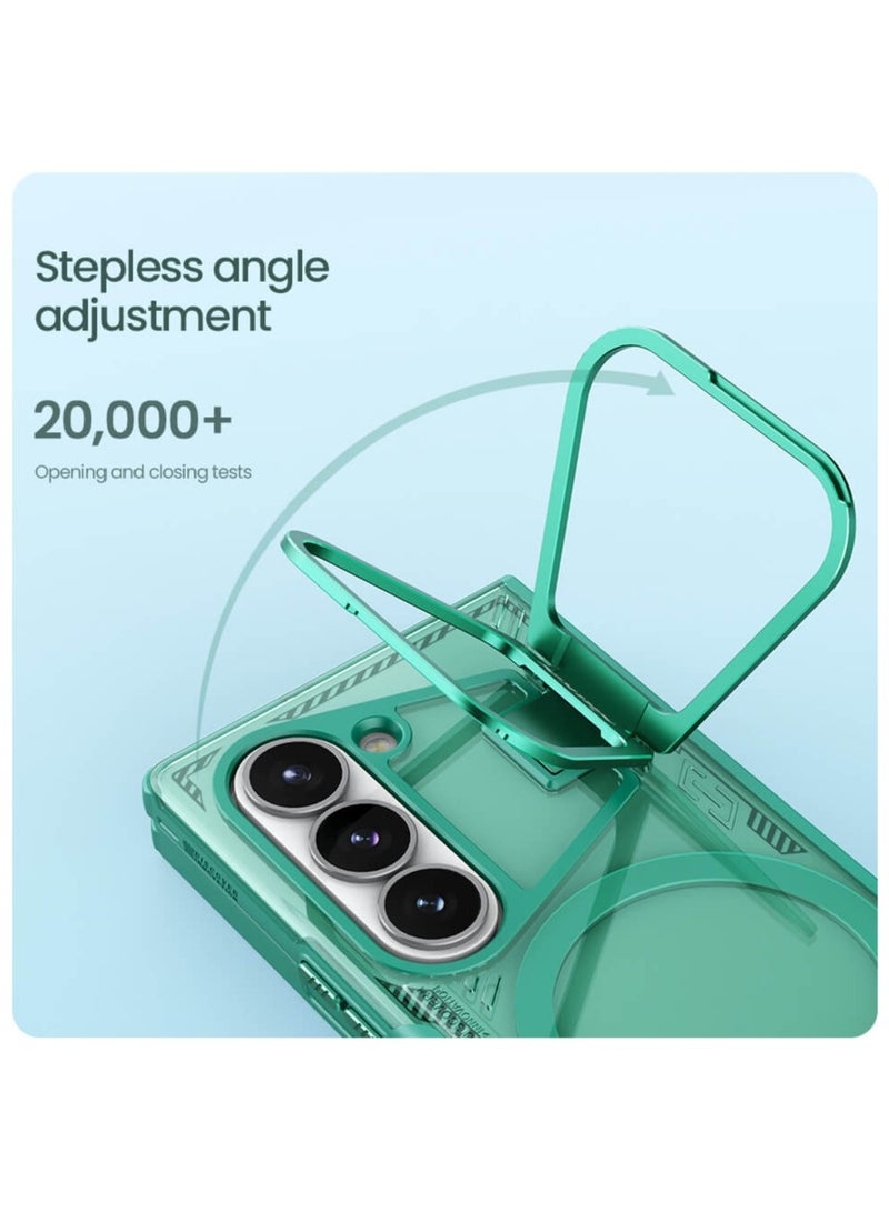 Nillkin Iceblade Magnetic Camera Protection Case for Samsung Galaxy Z Fold 6 5G – Green, Eco-Friendly Bio-Based Material, Aerospace Aluminum Stand, MagSafe Compatible, Anti-Slip Textured Surface