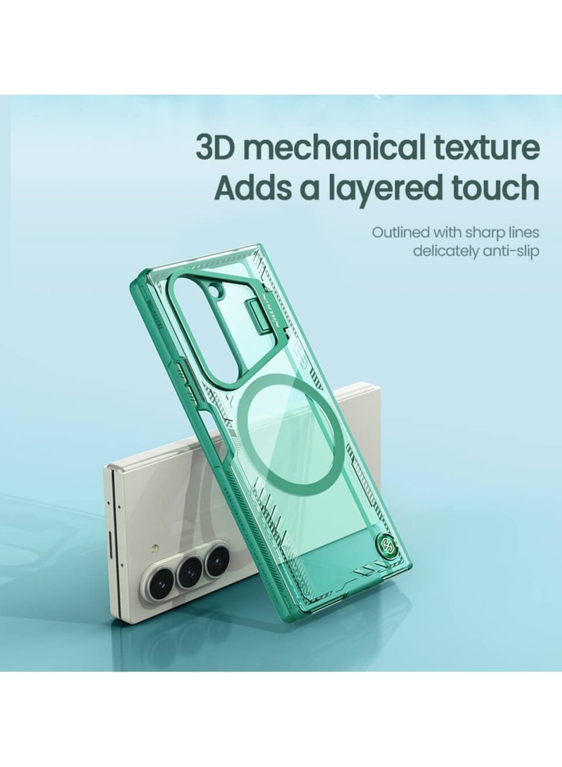 Nillkin Iceblade Magnetic Camera Protection Case for Samsung Galaxy Z Fold 6 5G – Green, Eco-Friendly Bio-Based Material, Aerospace Aluminum Stand, MagSafe Compatible, Anti-Slip Textured Surface