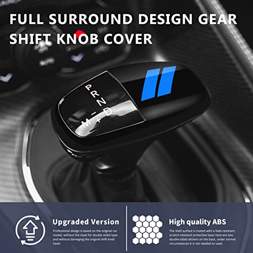 auovo Gear Shift Knob Trim Compatible with Dodge Charger Accessories Challenger 2015-2023 / Durango 2016-2024 (Black-Blue) - Image 4